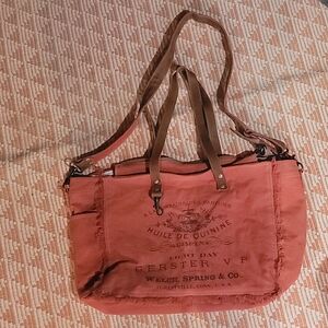 Myra bag coral canvas style weekender beach day bag
